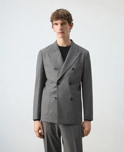 Mango Ricardo Regular Fit Double-breasted Suit Jacket Grey In Gray