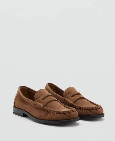 Mango Men's Ruched Suede Leather Loafers In Brown