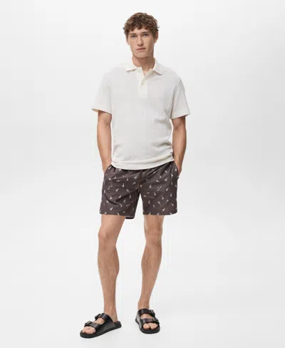 Mango Men's Sailboat Print Swimsuit In Brown