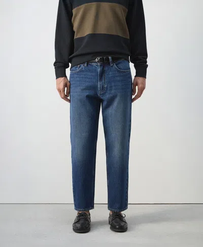 Mango Men's Sammy Cropped Carrot-fit Jeans In Blue