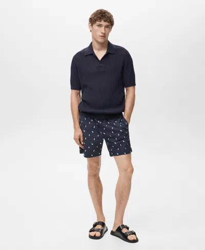 Mango Men's Seashell Print Swimsuit In Blue