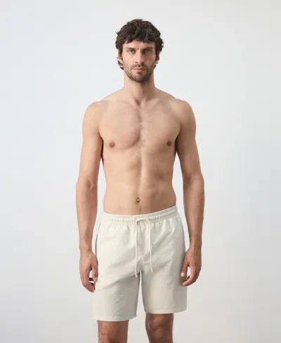 Mango Men's Seersucker Striped Swimsuit In White