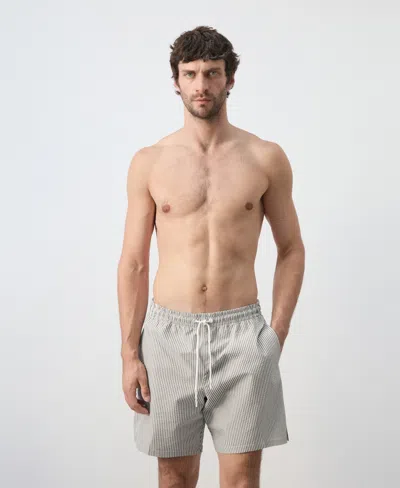 Mango Men's Seersucker Striped Swimsuit In Neutral