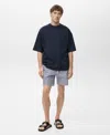 Mango Men's Seersucker Swimming Trunks In Blue