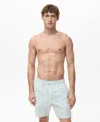 Mango Seersucker Swim Trunks In Green