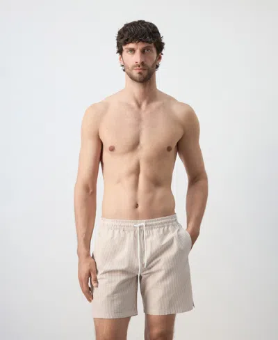 Mango Men's Seersucker Swimming Trunks In Multi