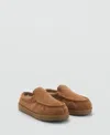 Mango Suede Faux Shearling Lined Clog In Brown