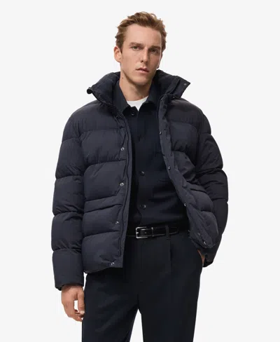 Mango Men's Short Puffer Water-repellent Anorak In Blue