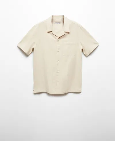 Mango Men's Short Sleeve Cotton Linen Shirt In Brown