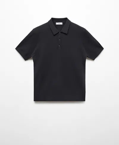 Mango Men's Short-sleeved Knitted Polo Shirt In Black
