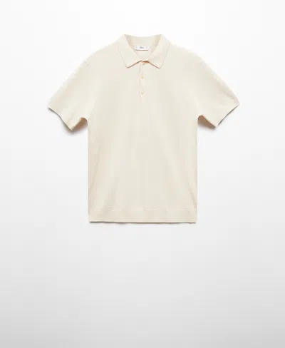 Mango Men's Short-sleeved Knitted Polo Shirt In Ecru