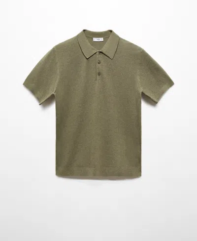 Mango Men's Short-sleeved Knitted Polo Shirt In Forest Green