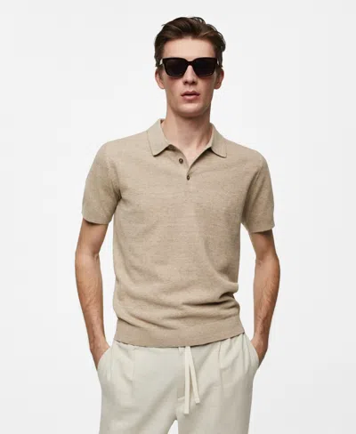 Mango Men's Short-sleeved Knitted Polo Shirt In Sand
