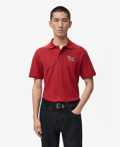 Mango Men's Short-sleeved Cotton Polo Shirt In Red