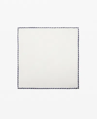Mango Men's Silk Embroidered Pocket Square In White