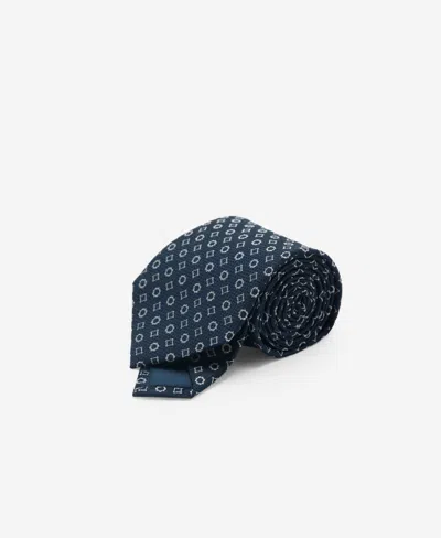 Mango Men's Silk Geometric Tie In Dark Navy