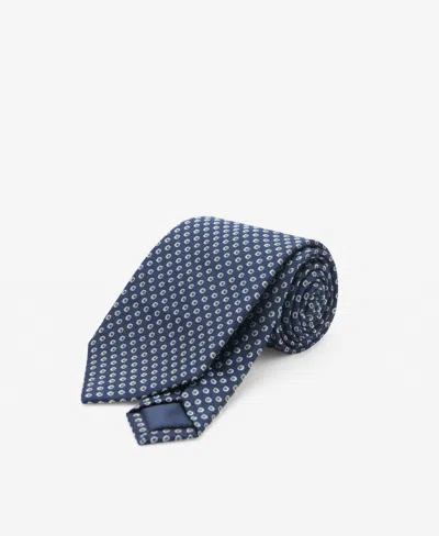 Mango Men's Silk Geometric Tie In Dark Navy