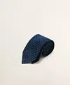 Mango Printed 100% Silk Tie In Blue