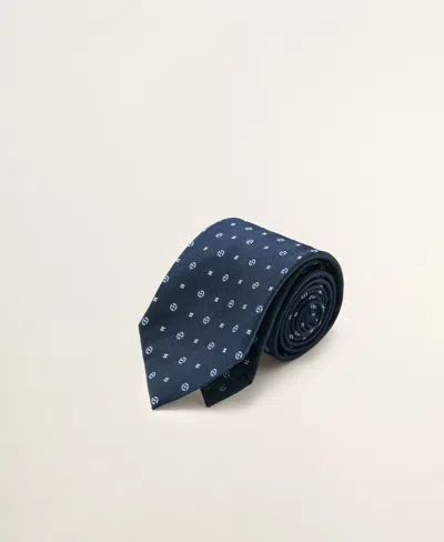 Mango Men's Silk Patterned Tie In Blue