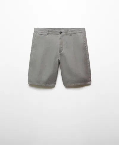 Mango Men's Slim Fit 100% Linen Bermuda Shorts In Grey
