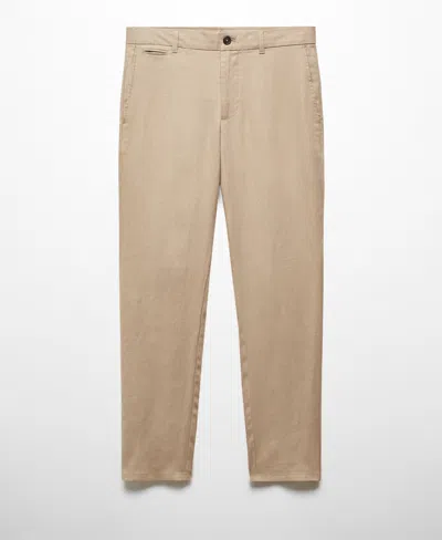 Mango Men's Slim-fit 100% Linen Pants In Beige