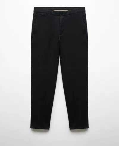 Mango Men's Slim-fit 100% Linen Pants In Black