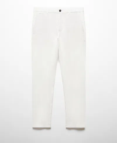 Mango Men's Slim-fit 100% Linen Pants In White