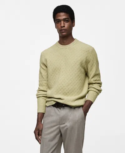 Mango Men's Slim-fit Micro-structured Knit Sweater In Pastel Green