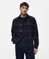 Mango Men's Slim-fit Checked Flannel Wool-blend Overshirt In Blue