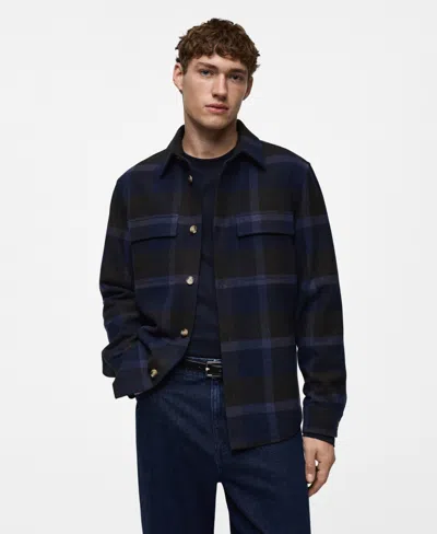 Mango Men's Slim-fit Checked Flannel Wool-blend Overshirt In Blue