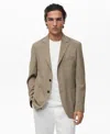 Mango Slim Fit Cool Wool Blazer In Brown