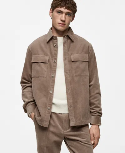 Mango Men's Slim-fit Corduroy Overshirt In Mink Gray