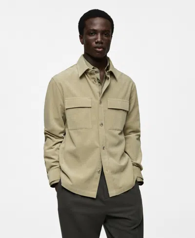 Mango Men's Slim-fit Corduroy Overshirt In Pastel Green