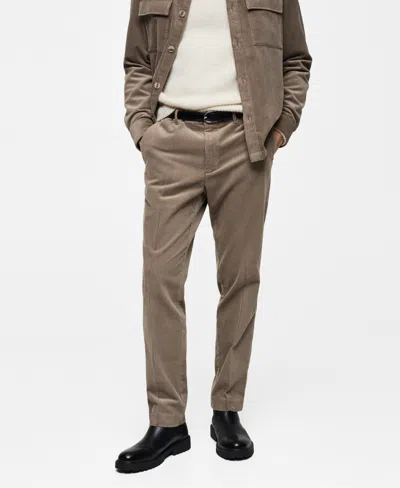 Mango Men's Slim-fit Corduroy Pants In Mink,gray