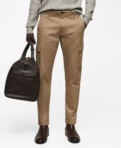 Mango Men's Slim-fit Cotton Cargo Pants In Brown