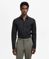 Mango Slim Fit Cotton Button-up Shirt In Black