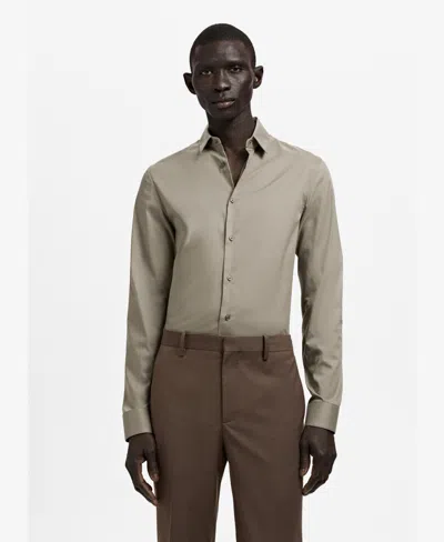 Mango Men's Slim Fit Cotton Dress Shirt In Brown