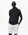 Mango Solid Cotton Blend Piqué Polo In Black