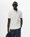 Mango Solid Cotton Blend Piqué Polo In White