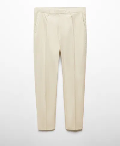 Mango Men's Slim-fit Cotton Pleated Pants In Beige