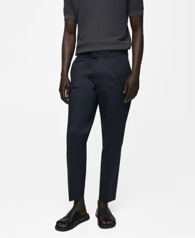 Mango Men's Slim-fit Cotton Pleated Pants In Night Blue