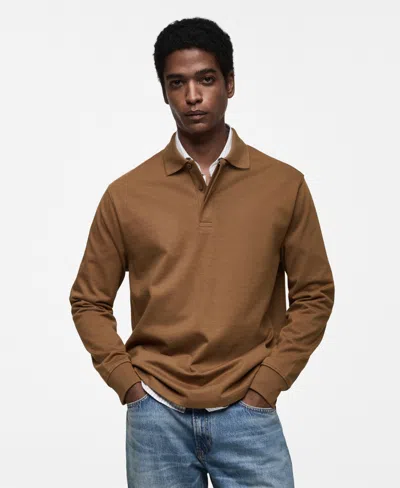 Mango Men's Slim-fit Cotton Polo Shirt In Medium Brown