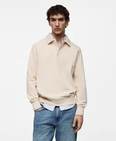 Mango Men's Slim-fit Cotton Polo Sweatshirt In Ecru