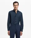 Mango Slim Fit Cotton Poplin Button-up Shirt In Blue