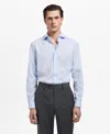 Mango Slim Fit Cotton Poplin Suit Button-up Shirt In Blue