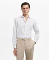 Mango Slim Fit Cotton Herringbone Suit Button-up Shirt In White
