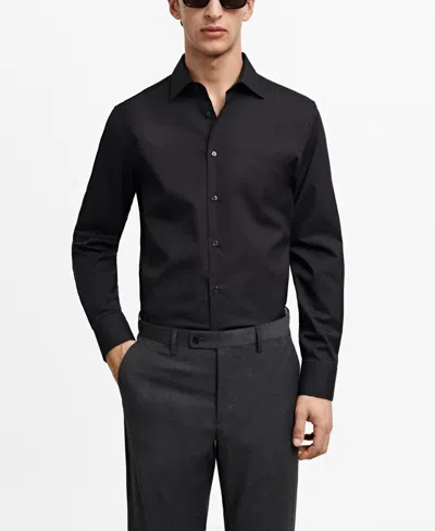 Mango Men's Slim-fit Cotton Poplin Dress Shirt In Black