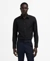 Mango Men's Slim-fit Cotton Poplin Dress Shirt In Black