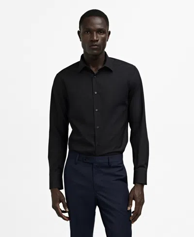 Mango Men's Slim-fit Cotton Poplin Dress Shirt In Black