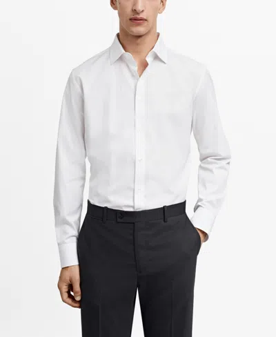 Mango Men's Slim-fit Micro-print Twill Dress Shirt In White